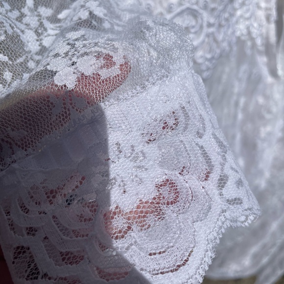 VINTAGE 80s 90s JESSICA MCCLINTOCK BRIDAL PROM LACE DRESS SHOULDER PADS SZ 7/8 - Picture 10 of 13